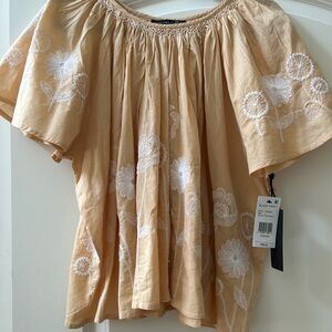 BlackTape_ size large peach-colored embroidered shirt. NWT
